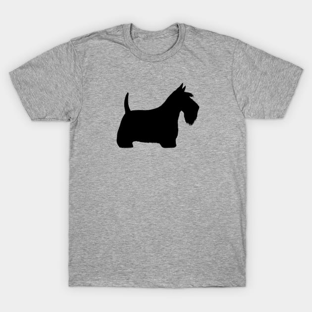 Scottish Terrier Dog Breed Silhouette | Black Scottie Dog T-Shirt by Coffee Squirrel